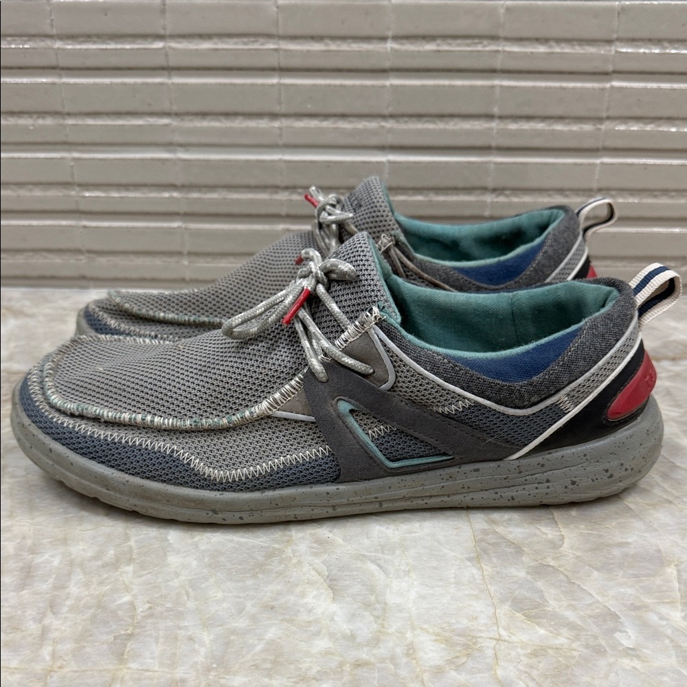 Hey Dude Gray Loafers with Red Detail